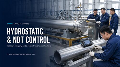 Latest company news about Hydrostatic and NDT Control for Stainless Steel Pipe Orders